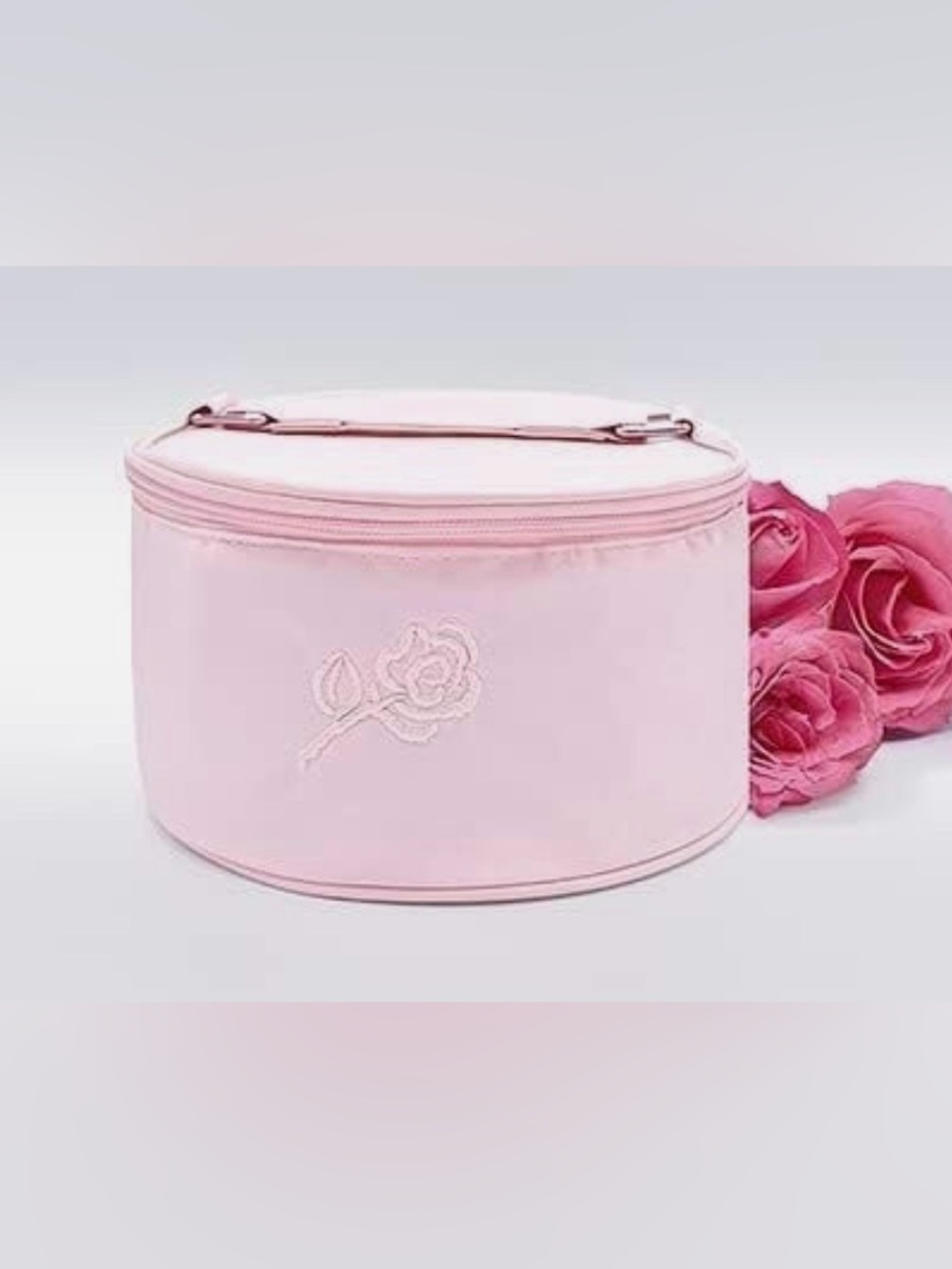 New ABC Pink Rose Embroidered Zip Storage Case